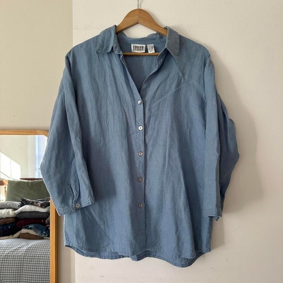 Vintage Chico's 100% Linen Button Up Shirt - Picture 3 of 4